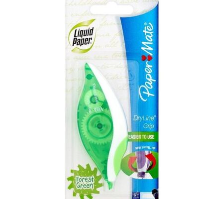 PAPERMATE DRYLINE GRIP CORRECTION TAPE 5mmX8.5M GREEN