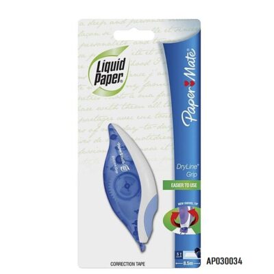 PAPERMATE DRYLINE GRIP CORRECTION TAPE 5mmX8.5M BLUE