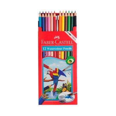 FABER CASTELL WATER COLOUR PENCIL 12 COLOUR LONG FOC BRUSH