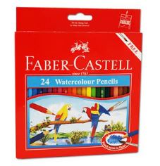 FABER CASTELL WATER COLOUR PENCIL 24 COLOUR FOC SHARPENER, BRUSH & 2B PENCIL