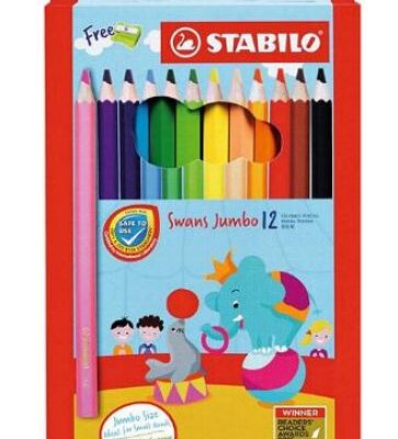 SCHWAN STABILO JUMBO COLOUR PENCIL 12 LONG